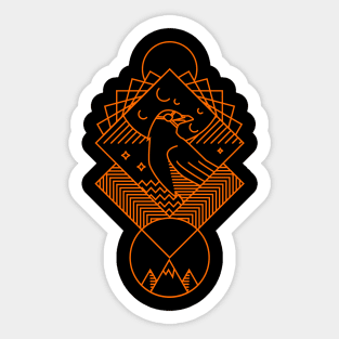 Odin Crow - Minimalist Line Art Design Sticker